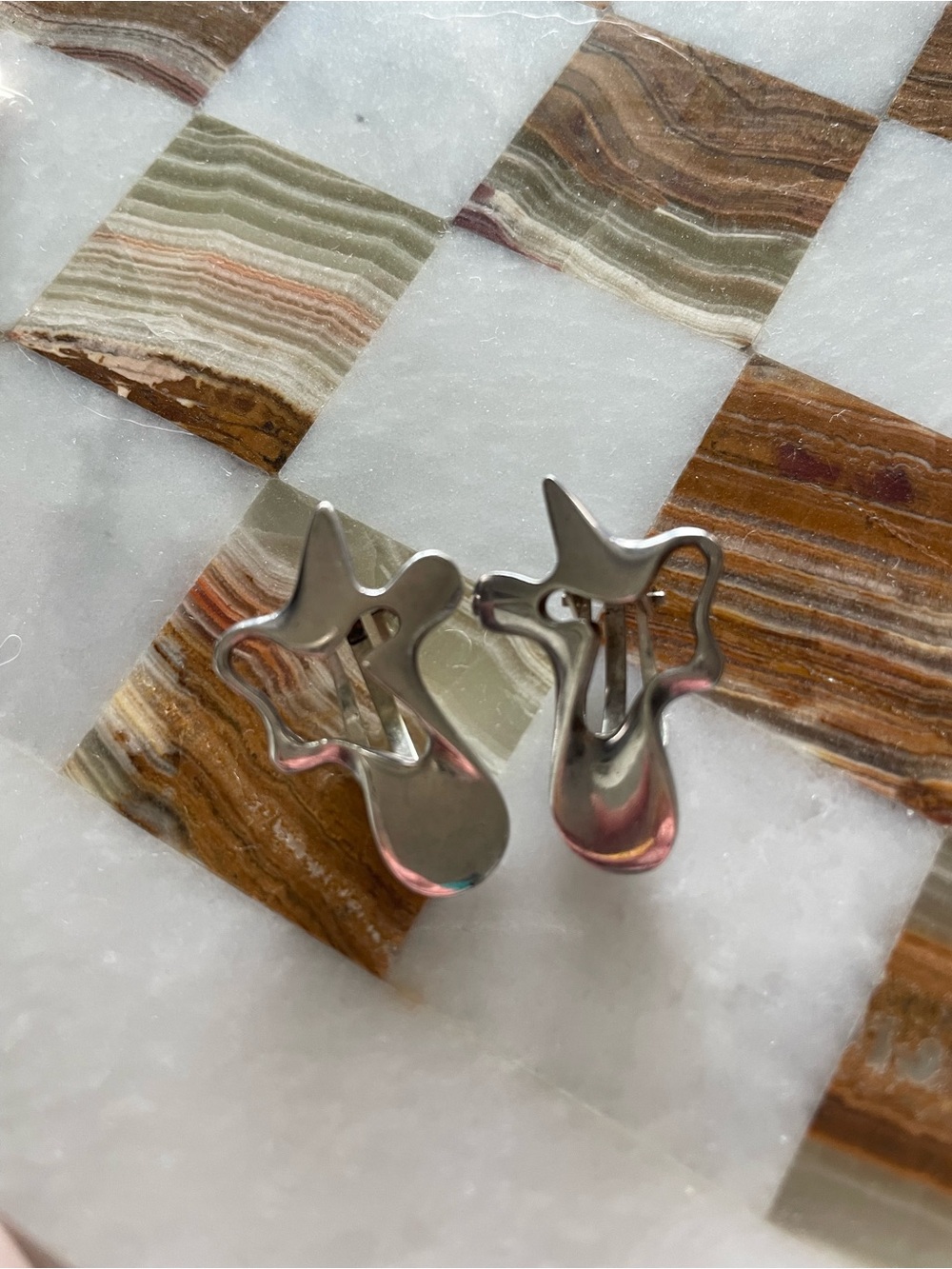 Georg Jensen Modern Abstract Sterling Silver Clip-on Earrings